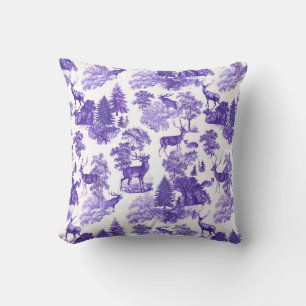Eleganter Blaue Periwinkle-Toile-Hirsch im Wald Kissen