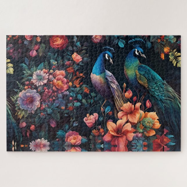 Eleganter Blaue Pfaue im Tessin Puzzle (Horizontal)