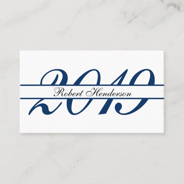 Eleganter, blauer Abschluss Telefonnummerkarte (Vorderseite)