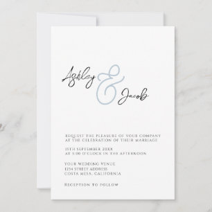 Eleganter blauer Ampere und Einladung zur Hochzeit