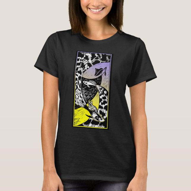 Eleganter blauer Betta-Fisch-Fluid-Art T-Shirt (Vorderseite)