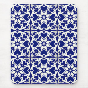 💙 Eleganter blauer Blumen-Schimmer 🌸 Weiße Botan Mousepad