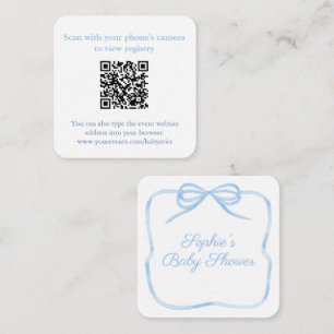 Eleganter blauer Bogen QR-Code Geschenkeliste oder Begleitkarte