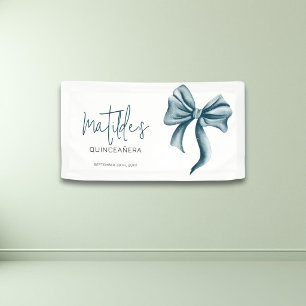 Eleganter blauer Bogen Quinceanera Banner
