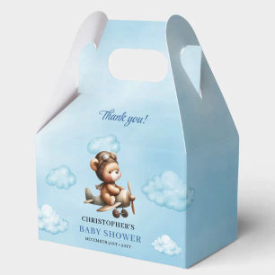 Eleganter blauer brauner Teddybär-Aviator-Baby-Par Geschenkschachtel