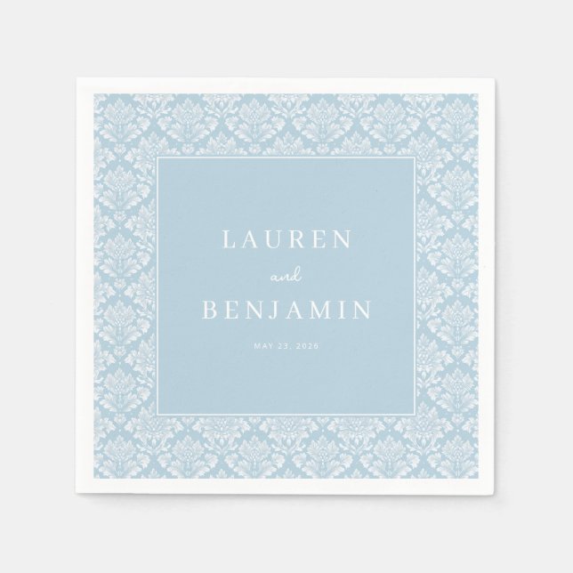 Eleganter blauer Damast Serviette (Vorderseite)
