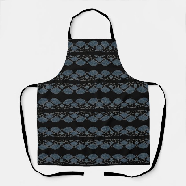 Eleganter blauer Fächer Schürze (Vorderseite)