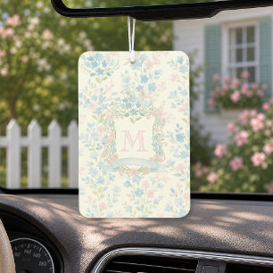 Eleganter blauer floraler Monogramm-Luftverbessere Autolufterfrischer