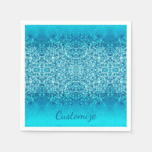 Eleganter Blauer Frost Sparkle Napkins 2 Serviette