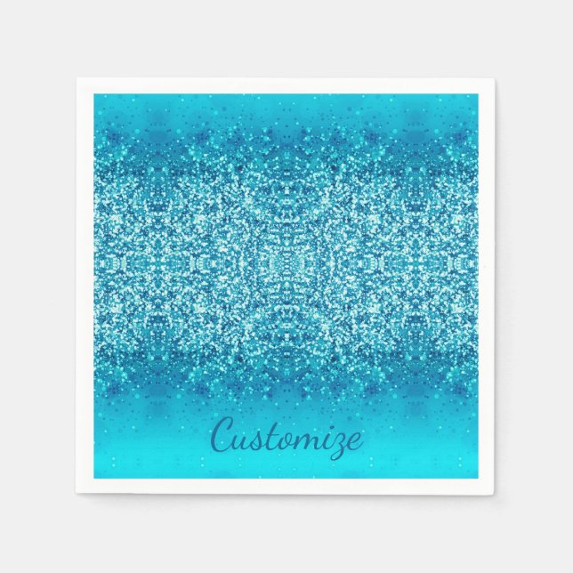 Eleganter Blauer Frost Sparkle Napkins 2 Serviette (Vorderseite)