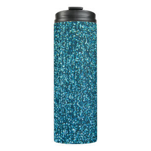 Eleganter blauer Glitzer Thermosbecher
