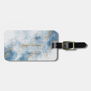 Eleganter blauer Gold-Glitter Abstract Flow Gepäckanhänger