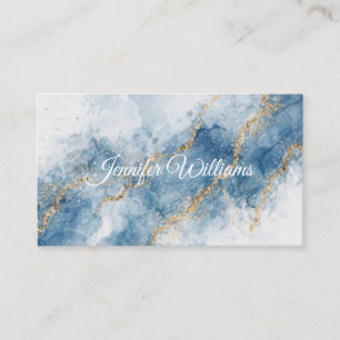 Eleganter blauer Gold-Glitter-Abstrakt-Flow Visitenkarte