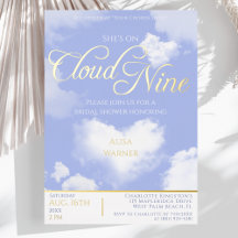 Eleganter blauer Himmel Cloud Nine Brautdusche Gol