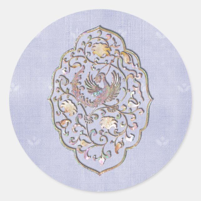 Eleganter blauer Jahrgang Hochzeiten Umschlag Aufk Runder Aufkleber (Vorderseite)