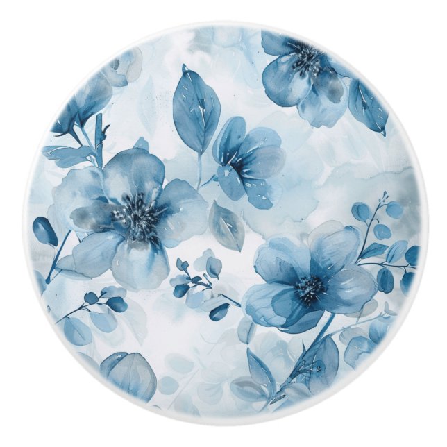Eleganter blauer Keramik Knob Keramikknauf (Vorderseite)