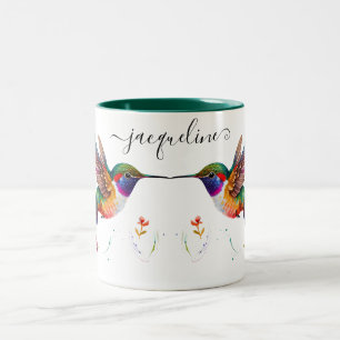 Eleganter Blauer Lila Hummingvogel individuell ang Zweifarbige Tasse