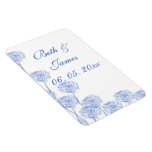 Eleganter blauer Löwenzahn-romantische Hochzeit Magnet