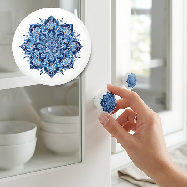 Eleganter blauer Mandala  Keramikknauf (Von Creator hochgeladen)