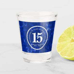 Eleganter blauer Marmor 15 Jahre Arbeit Jahrestag Schnapsglas