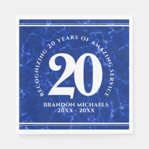 Eleganter blauer Marmor 20 Jahre Arbeit Jubiläum Serviette