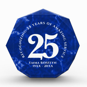 Eleganter blauer Marmor 25 Jahre Arbeit Jahrestag Fotoblock