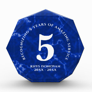 Eleganter blauer Marmor 5 Jahre Arbeit Jubiläum Fotoblock