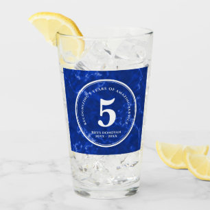 Eleganter blauer Marmor 5 Jahre Arbeit Jubiläum Glas