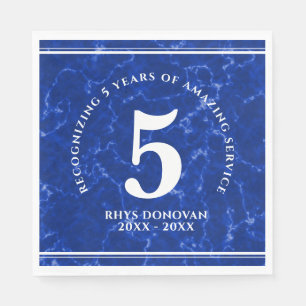 Eleganter blauer Marmor 5 Jahre Arbeit Jubiläum Serviette