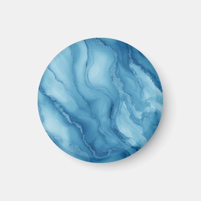 Eleganter blauer Marmor mit fließendem wellenartig Magnet (Vorne)