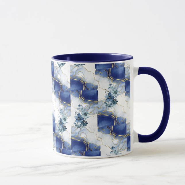 Eleganter blauer Marmor  Tasse (Rechts)