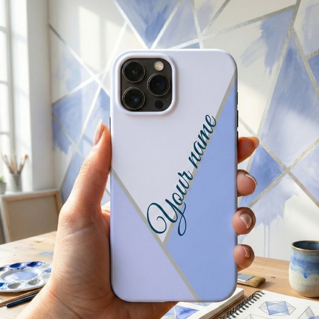 Eleganter blauer monochromer Individuelle Name Case-Mate iPhone Hülle (Von Creator hochgeladen)