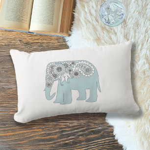 Eleganter blauer Paisley-Elefant Lendenkissen