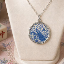 Eleganter blauer Pfau Mahjong Porzellan Stil