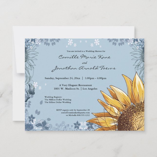 Eleganter Blauer Polterabend Einladung (Vorderseite)