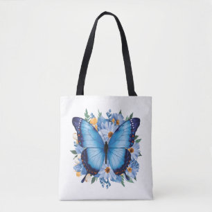 Eleganter blauer Schmetterling auf Blumen