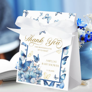 Eleganter blauer Schmetterlings-Baby-Blüten-Dankes Geschenkschachtel