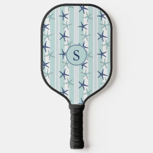 Eleganter blauer Stern von der Küste monogrammiert Pickleball Schläger