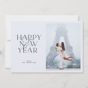 Eleganter blauer Text Gruß Neues Jahr Foto Einladung