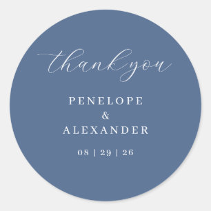 Eleganter blauer typografischer Dankeschön Runder Aufkleber