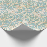 Eleganter blauer und beige Damast Geschenkpapier<br><div class="desc">Dieses elegante Packpapier hat ein Muster des blauen und beige Damastes.  Vervollkommnen Sie für Hochzeiten oder andere besondere Anlässe.</div>