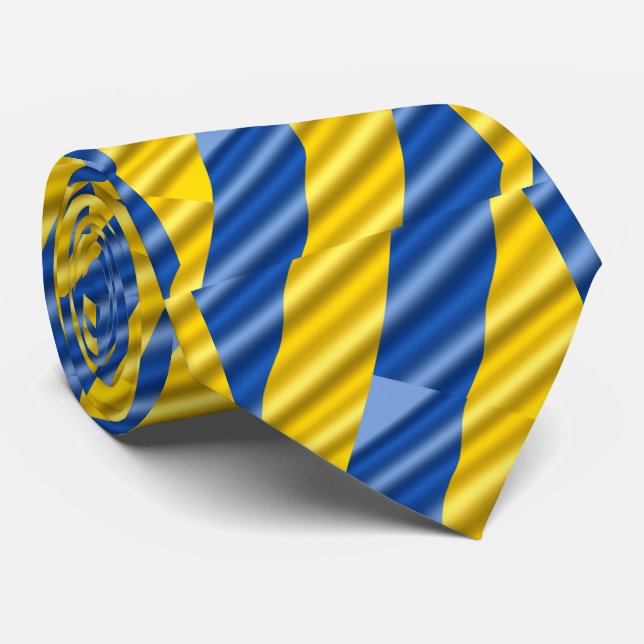 Eleganter blauer und gelber Frieden in der Ukraine Krawatte (Gerollt)