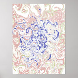 Eleganter blauer und sanfter pfirsichfarbener Marm Poster
