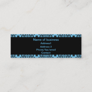 Eleganter blauer und schwarzer Damast Mini Visitenkarte