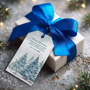Eleganter blauer und silberner Winter Wonderland Geschenkanhänger