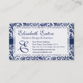 Eleganter blauer und weißer William Morris mit Visitenkarte