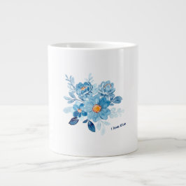 Eleganter blauer Wasserfarben-Blumen-Spezialist-Be Jumbo-Tasse