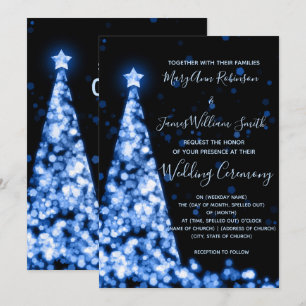 Eleganter blauer Weihnachtsbaum Hochzeit Einladung