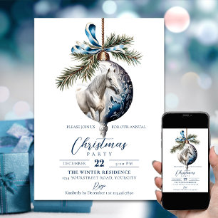 Eleganter, blauer Weihnachtspferd Einladung