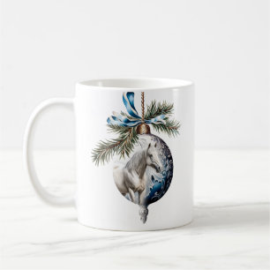 Eleganter, blauer Weihnachtspferd Kaffeetasse